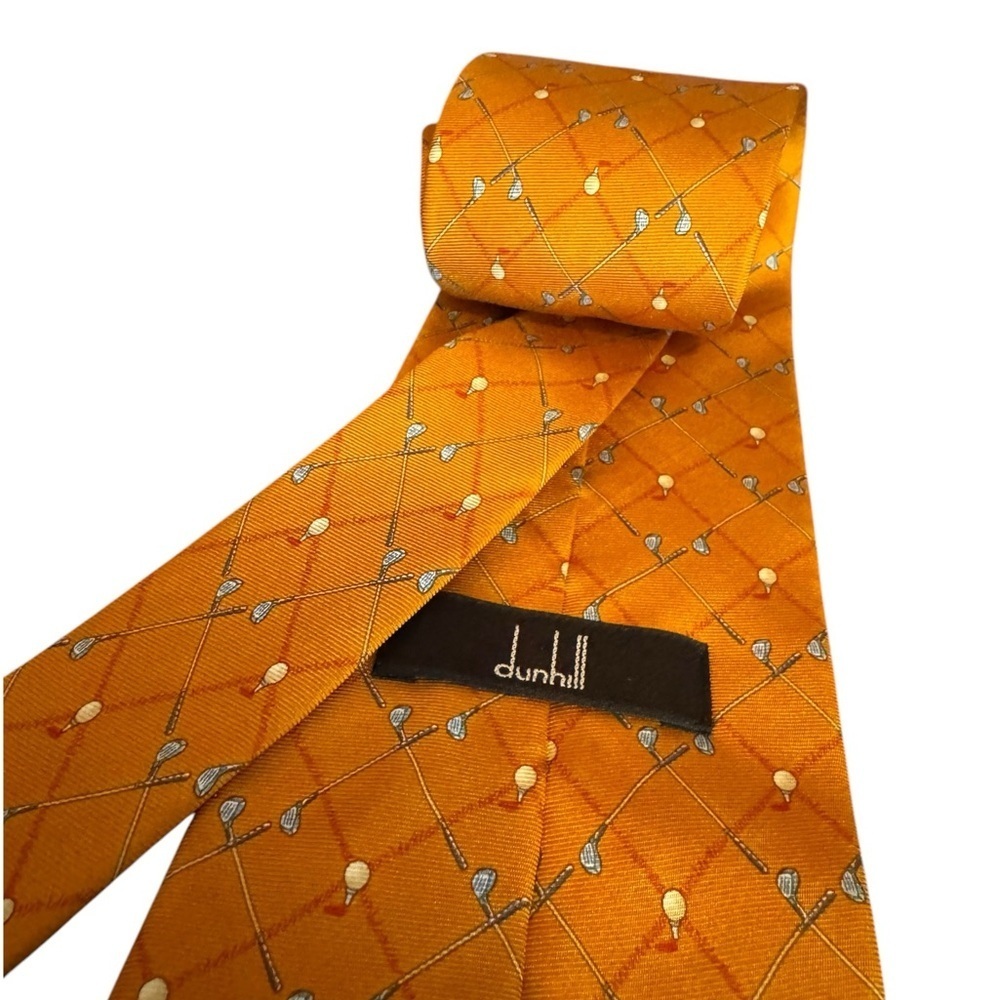 Dunhill Orange Silk Golf Tie - Picture 3 of 3